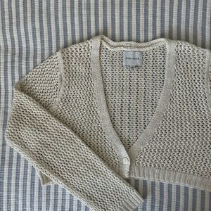 Pink Rose Women's Beige With Metalic Knit Cardigan